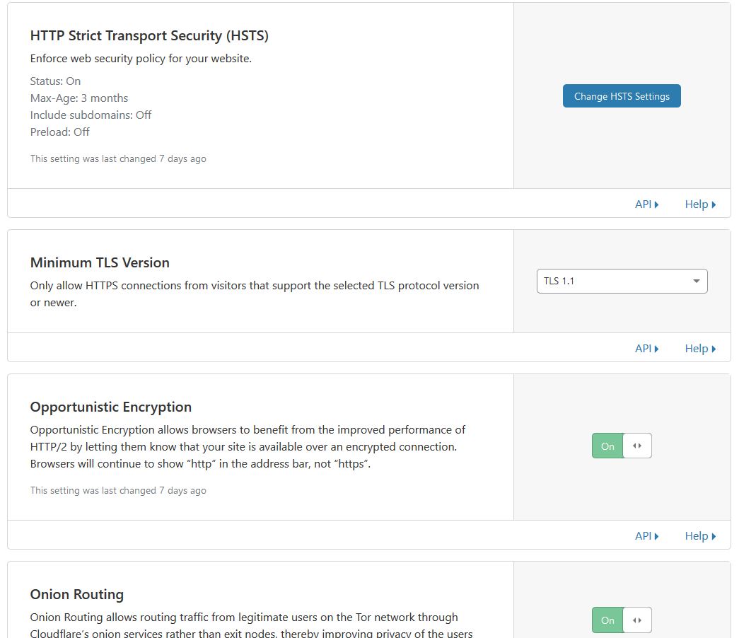 Cloudflare Settings