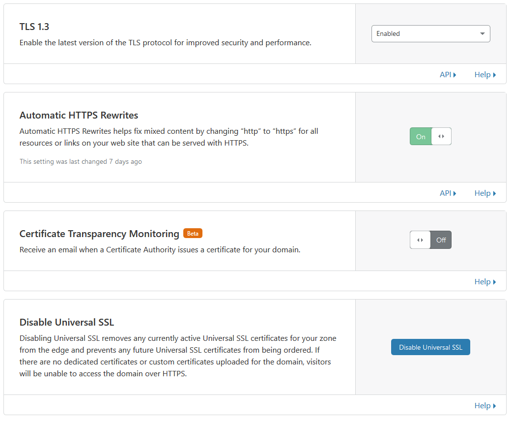 Cloudflare Settings