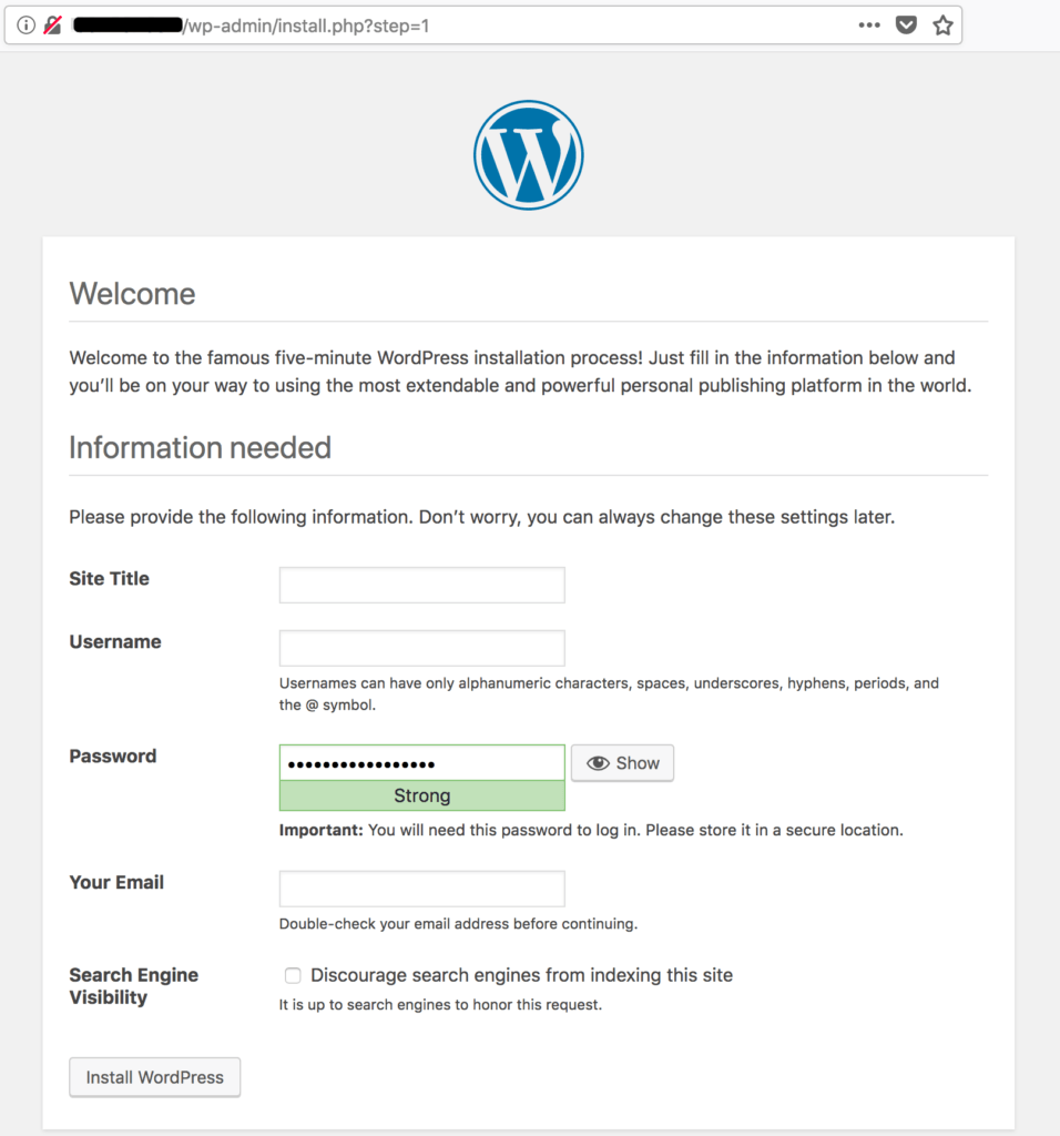 WordPress installation